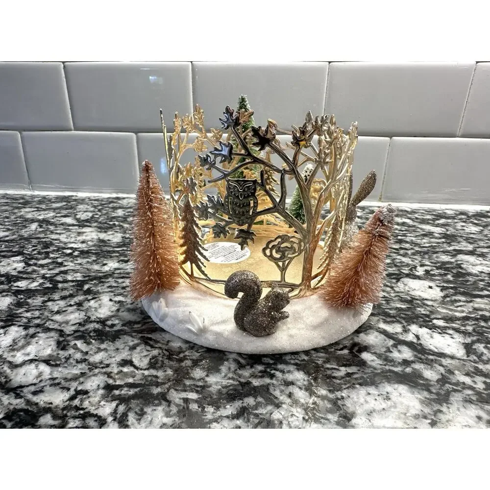 Bath Body Works Christmas Scene Candle Holder Fox Rabbit Squirrel Rare - Picture 2 of 7